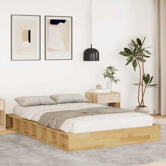 vidaXL Vidaxl - Estructura De Cama Sin Colch&oacute;n 120x200 Cm Madera Maciza Roble