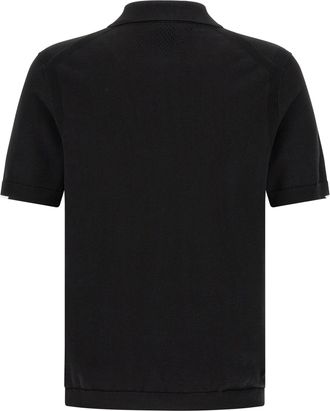 HUGO BOSS Half-Zip Cotton Knit Polo Shirt - Black