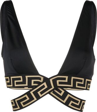 Versace Greca Crossover Bikini Top - Womens - Elastane/Polyamide