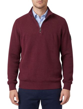 Casamoda Casa Moda bordeaux half-zip trui 100% katoen
