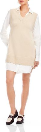Fifteen Twenty Elora Long Sleeve Mixed Media Dress in Oatmeal at Nordstrom, Size Large