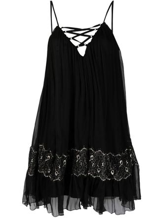Nissa strap-detail silk mini dress - women - Viscose/Silk - 36 - Black