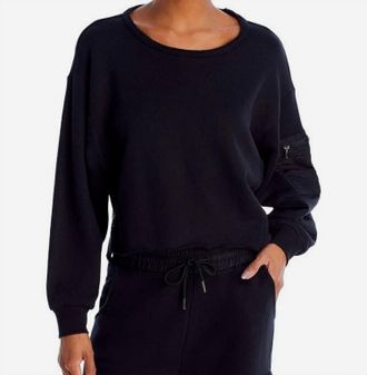 Vintage Havana French Terry Utility Crewneck Sweatshirt In Black
