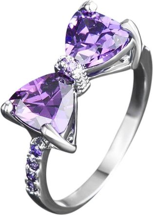 Generic Purple Bow Ring Elegant Rhinestone For Women Fashion Full Zircon Rings Size 5 10 4 (Purple, 5)