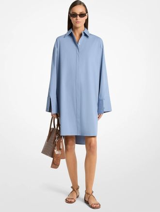 Michael Kors Stretch Cotton Poplin Slit-Sleeve Shirtdress