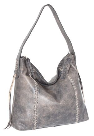 Nino Bossi Aviator Leather Shoulder Bag in Grey