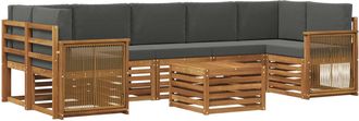 vidaXL Conjunto De Sof&aacute;s De Exterior 8 Uds. Natural Y Antracita Vidaxl