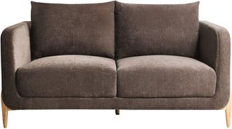 Beliani 2 Seater Sofa Dark Brown Chenille Upholstery Wooden Legs with Armrests Living Room Reading Corner Modern Scandinavian Style GIMO