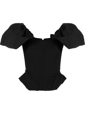 V:PM ATELIER Galaxy puff-sleeve top - women - Polyester/Polyester/Spandex/Elastane - 36 - Black