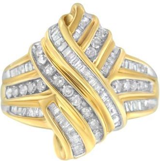 House of Brilliance 10K Yellow Gold 1.0 Cttw Diamond Bypass Ring at Nordstrom, Size 6.5