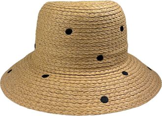 Nicole Miller Polka Dot Straw Bucket Hat in Natural at Nordstrom Rack