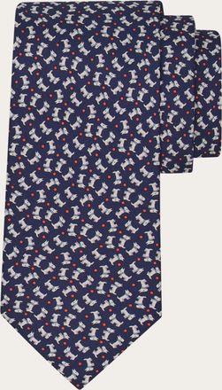 Ferragamo Men Charlie print silk tie Blue
