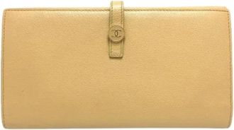 Chanel Pre-owned Vintage Lange Portemonnee (Bi-fold) - Dames - Vintage Accessoires - Beige - ONE Size - Leer - Vintage