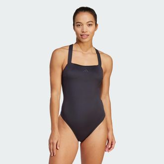 adidas Womens Iconisea Padded Premium X-Back Swimsuit - Black/White - Size X-Small/Small