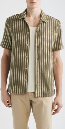 Madewell Naples Stripe Shirt in Stripe Olive at Nordstrom, Size Xx-Large