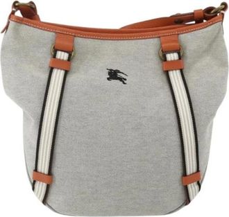Burberry Pre-owned Shoulder Bags, female, Gray, Size: ONE SIZE Pre-owned Canvas Shoulder Bag