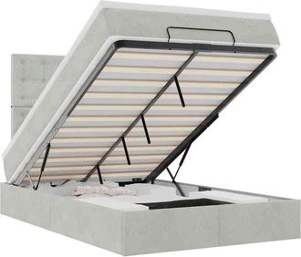 vidaXL Estructura De Cama Otomana Colchones Terciopelo Gris Claro Vidaxl