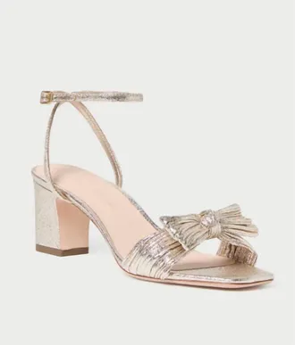Loeffler Randall Womens Kimora Pleated Bow Sandals In Champagne
