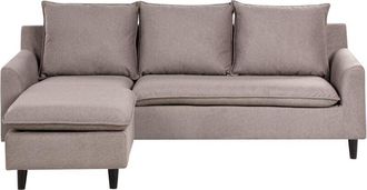 Beliani Beliani - Sof&aacute; Esquinero Moderno De Tela Poli&eacute;ster Patas De Madera Macizas Derecho Gris Pardo Elvenes