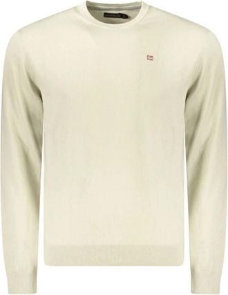 Napapijri Beige Katoen Heren Trui - Heren - Ronde hals truien - Beige - 2XL - Katoen - Truien & Vesten