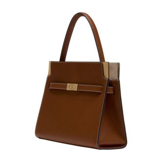 Tory Burch Lee Radziwill Calfskin Leather Shoulder Bag - Brown