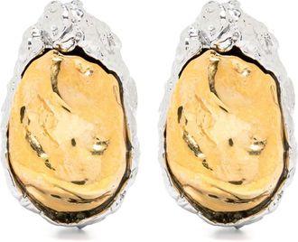 VANN Oyster stud earrings - women - Gold Plated Brass/Rhodium Plated Brass - One Size - Silver