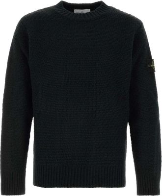 Stone Island Jersey de cuello redondo en lana virgen - Knitwear - Hombre - Negro - XL