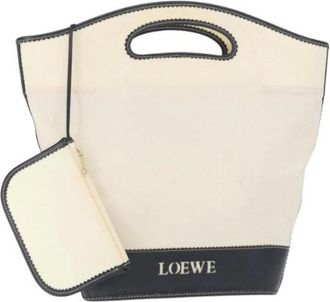 Loewe Pre-owned Tote Bags, female, White, Size: ONE SIZE Pre-owned Canvas Handbag