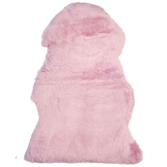 Beliani Alfombra De Cuero Rosa Piel De Oveja 65 X 110 Cm Decoraci&oacute;n Para Sal&oacute;n O Dormitorio Uluru