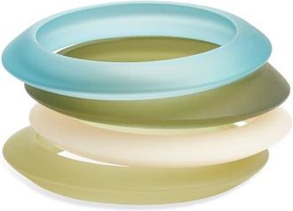 Open Edit Set of 4 Ombr&eacute; Resin Bangle Bracelets in Green Ombre at Nordstrom