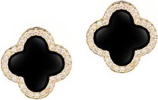 Adornia CZ Clover Stud Earrings in Black at Nordstrom Rack