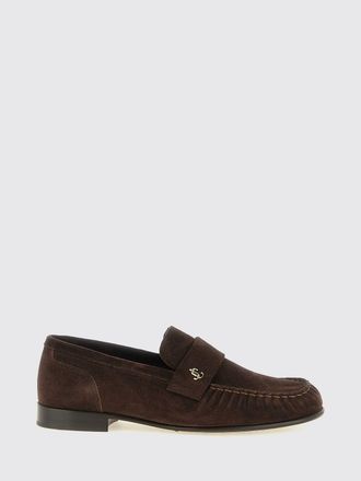 Jimmy Choo London Ellis Suede Penny Loafers with Metallic Monogram Hardware