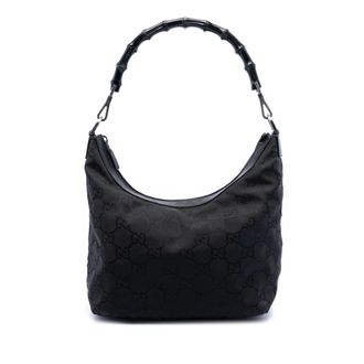 Gucci Tweedehands Gg Nylon Bamboe Schoudertas