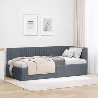 vidaXL Estructura De Cama En Esquina Gris Claro 80 Cm X 200 Cm Tela