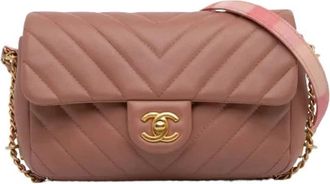 Chanel Pre-owned Vintage Crossbody Tas - Dames - Vintage Schoudertas - Roze - ONE Size - Leer - Vintage
