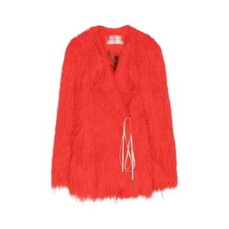 Dries Van Noten Faux Fur & Shearling Jackets, female, Red, Size: XS Coat Dries Van Noten