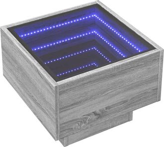 vidaXL Vidaxl - Side Table with led Grey Sonoma 40x40x30 cm Engineered Wood