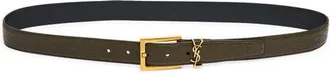 Saint Laurent Cassandre Logo Belt in 3212-Light Musk at Nordstrom, Size 100