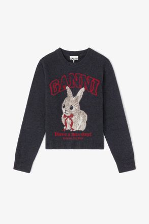 Ganni Mixed Graphic Wool Sweater - Size XXS Recycled