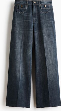H&M Wide High Waist Ankle Jeans - Blue