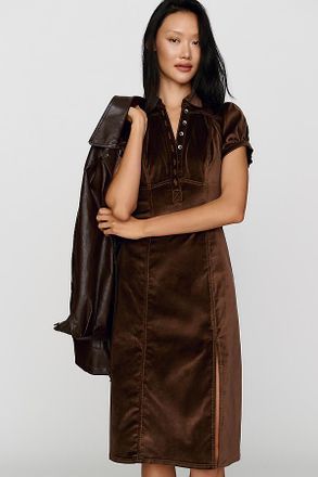 Pilcro Rebekah Velvet Slim Midi Dress