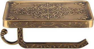 OEM Soporte De Pared Vintage Para Papel Higi&eacute;nico Con Soporte Para Tel&eacute;fono - Dise&ntilde;o De Lat&oacute;n Antiguo Para Ba&ntilde;o Y Aseo