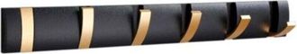 OEM Perchero De Pared Con 6 Ganchos, Perchero De Ba&ntilde;o Plegable Moderno En Negro Y Dorado, Toallero Que Ahorra Espacio Para Colgar Abrigos, Sombreros Y Buf