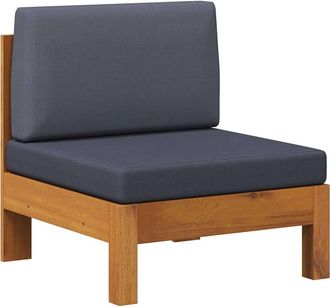 vidaXL Sof&aacute; Central De Madera De Acacia Con Cojines Gris Oscuro Vidaxl