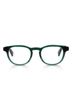 Eyebobs Clearly 46mm Round Blue Light Blocking Glasses in Emerald Green Crystal at Nordstrom, Size +0.00