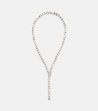 Mikimoto 18kt white gold necklace with pearls and diamonds