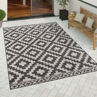 Paco Home Paco Home Alfombra Salon De Habitacion Cocina Exterior Terraza Nordica Dibujo Geometrico Antracita, 200x280 Cm