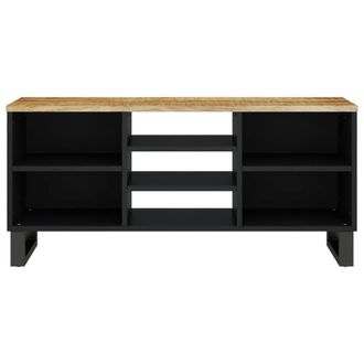 Berkfield Home TV Cabinet 100x33x46 cm Solid Wood Mango&Engineered Wood in Black | Size: 100 x 33 x 46 cm