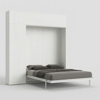 Itamoby Cama Abatible Doble 160x190cm Con Columna Y Armarios Kentaro - Fresno
