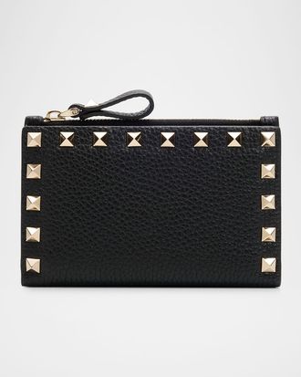 Valentino Garavani Rockstud Leather Card Holder/Coin Purse